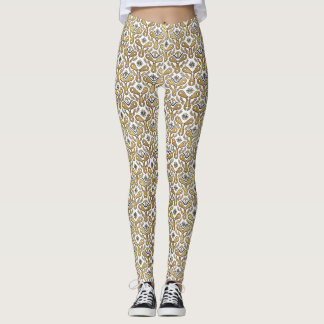 Leggings Vintage Steampunk Gold Gears and Nautical