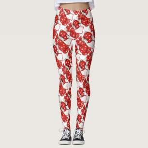 Leggings Vintage Valentine Rouge Chat Coeurs blancs Mignonn