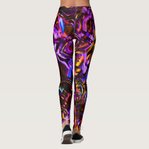 Leggings Violet électrique et art Abstrait noir