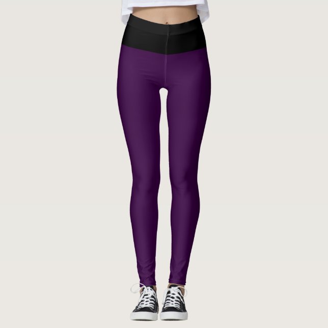 Leggings Violet foncé et noir (Devant)