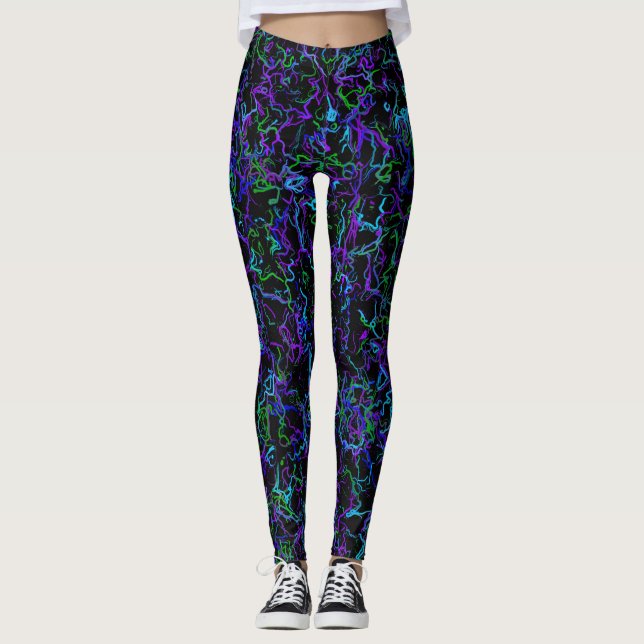 Leggings Violet, noir, bleu et vert (Devant)