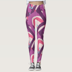 Leggings Violet rose Bohême Arc-en-ciel Personnalisé maman
