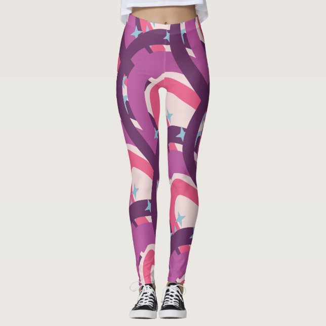 Leggings Violet rose Bohême Arc-en-ciel Personnalisé maman (Devant)