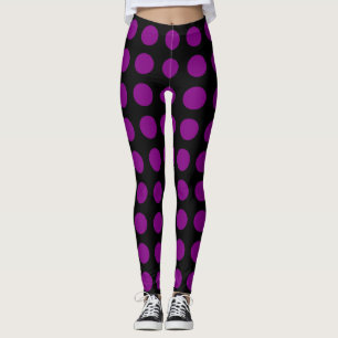 Leggings Violet sur noir grand format Pois horizontaux