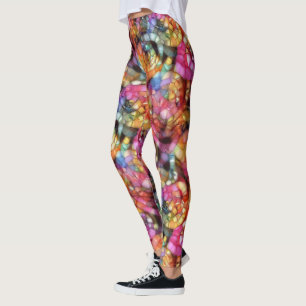 Leggings Violet violet bleu rose noir bulles Motif d'art