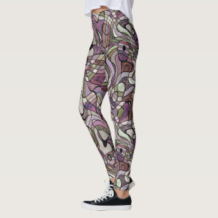 Leggings Violet violet déformé Motif Carré tordu