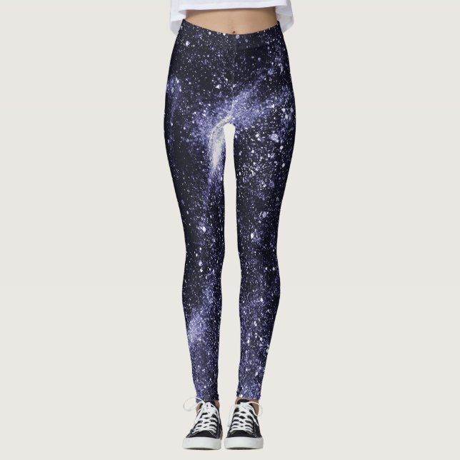 Leggings Violet violet noir galaxie abstraite (Devant)