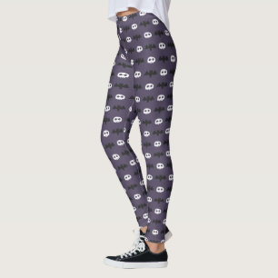 Leggings violets avec motif crâne et chauve-souris