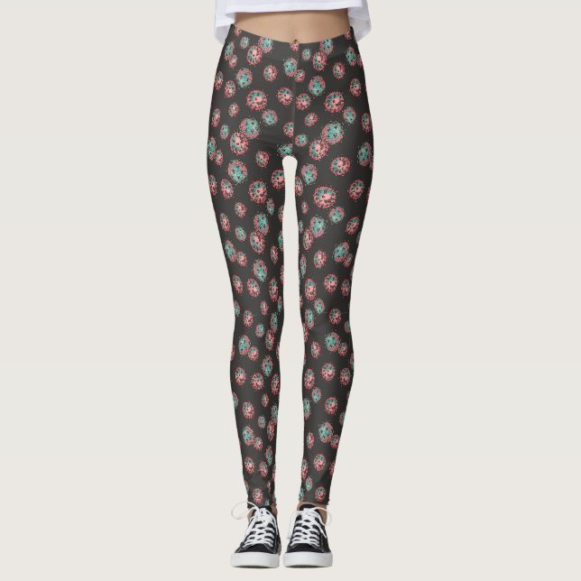 Leggings Virus Aqua et Pink Watercolor (Devant)