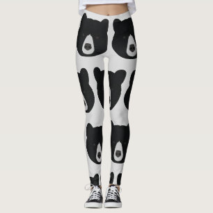 Leggings Visage d'ours noir