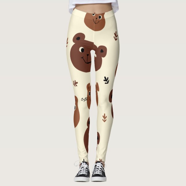 Leggings Visage drôle d'ours (Devant)