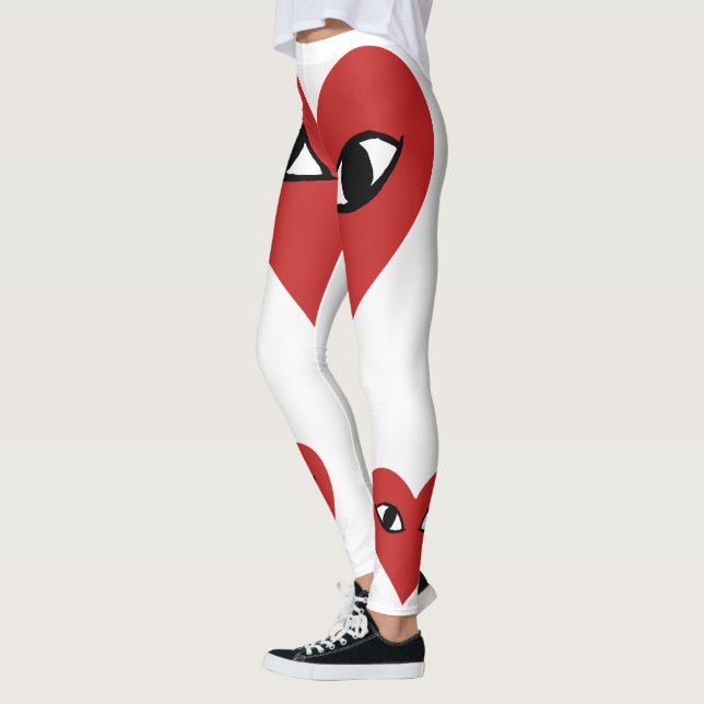 Leggings Visage du coeur rouge - Jambes des yeux du coeur (Gauche)