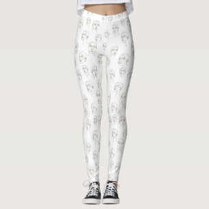Leggings Visage Féminin Minimaliste Motif Ligne (2)