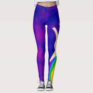 Leggings Vitesse de partie d'aquarelle de licornes et