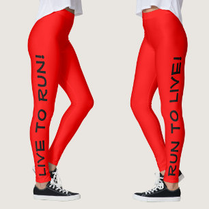 Leggings Vivez pour courir ! Courez pour vivre ! Rouge haut
