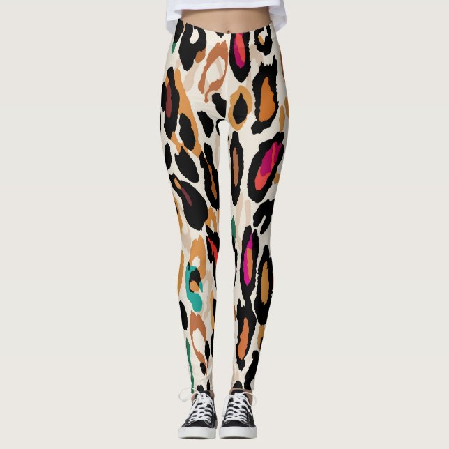 Leggings Vivid Posters de animaux léopards (Devant)