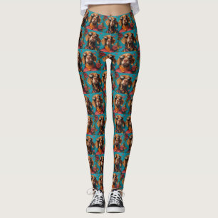 Leggings Vizsla avec coeur Roses Saint Valentin