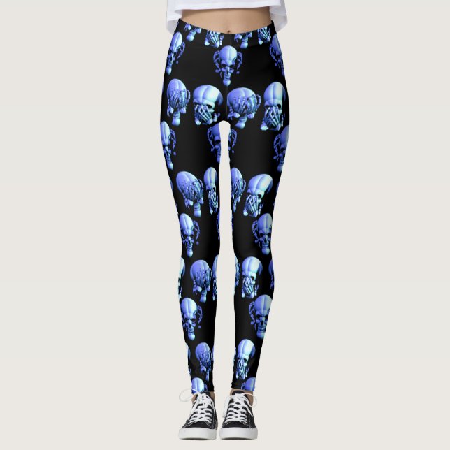 Leggings Voir Entendre Parler Pas De Crânes Maléfiques Legg (Devant)