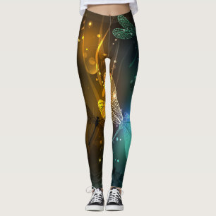 Leggings Vol de libellule verte lumineuse