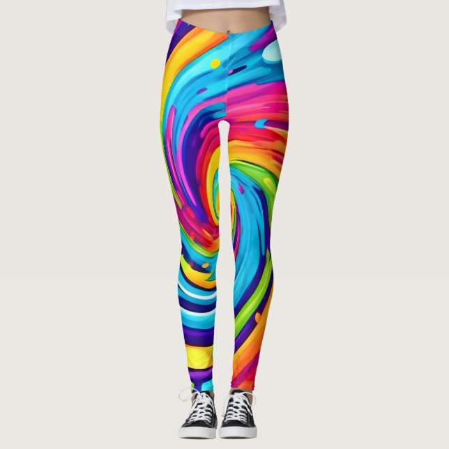 Leggings Vortex vibrant dans le tourbillon artistique (Devant)