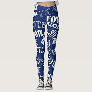 Leggings Vote texte police motif élection blanc bleu