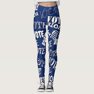 Leggings Vote texte police motif élection blanc bleu