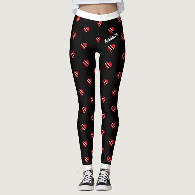 Leggings (Votre nom) Coeurs d'indicateur Trinidad sur (Votr (Devant)