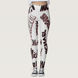 Leggings Votre nom motif monogramme rose couleur ombre