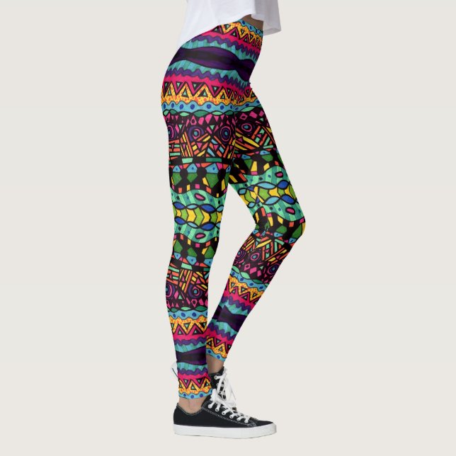 Leggings Voyage hypnotique - Colorful Abstrait Art Motif (Droite)