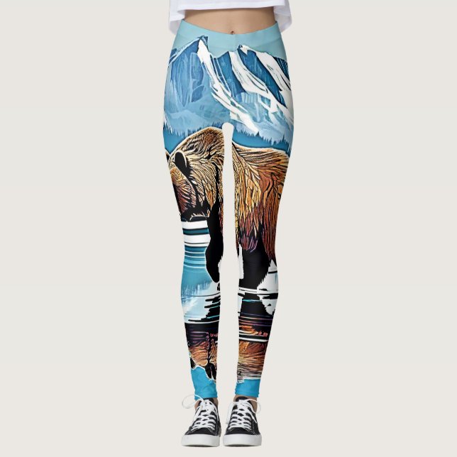 Leggings Vue du lac Grizzly (Devant)