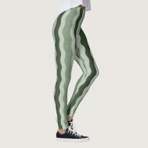 Leggings Wabi Sabi Rivière Abstraite Wavy, Vert Forêt, Sage