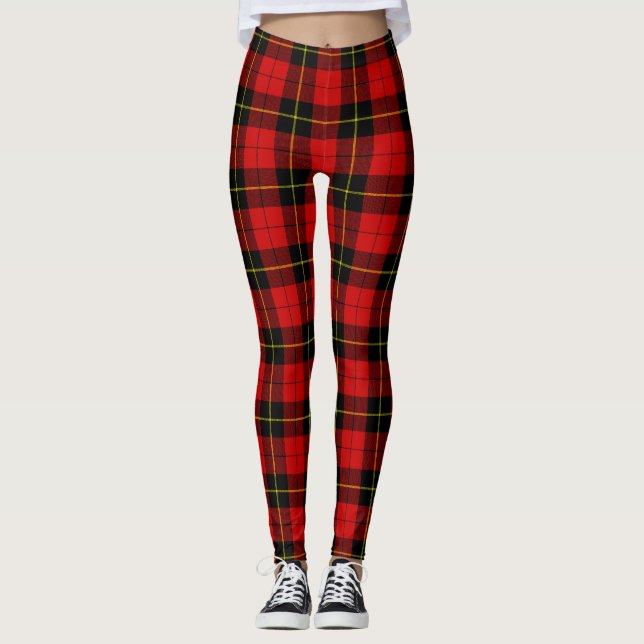 Leggings Wallace tartan rouge noir plaid (Devant)