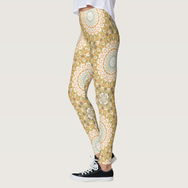 Leggings Warm Earthy Mandala Abstract Design (Gauche)
