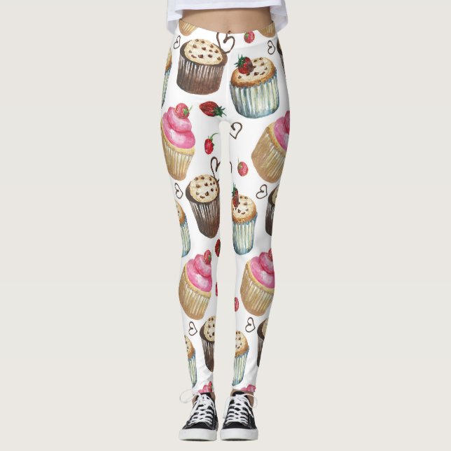Leggings Watercolor cupcakes (Devant)