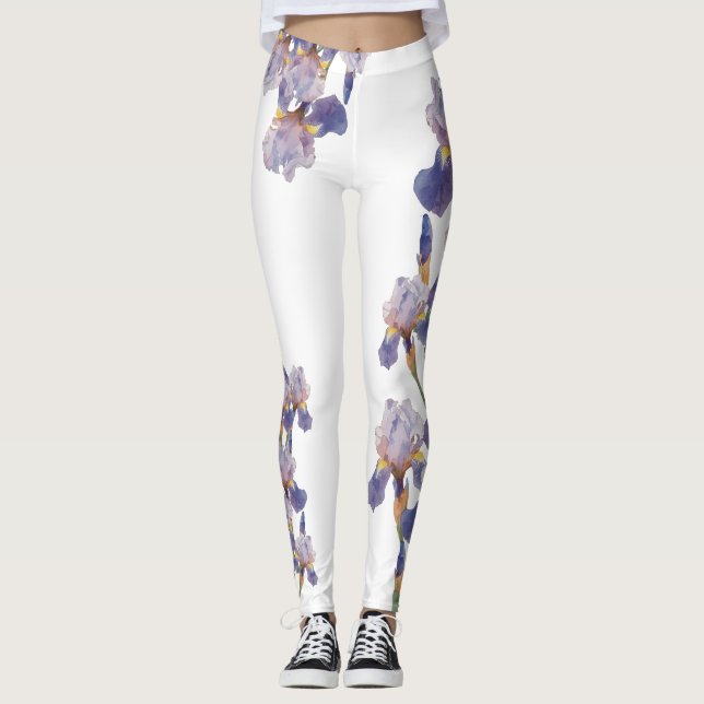 Leggings Watercolor Painted Iris Flower (Devant)