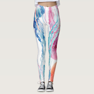 Leggings Watercolor Sea Life : Bubbles & Jellyfish
