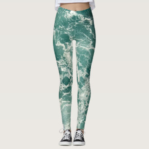Leggings Waves Blue Green