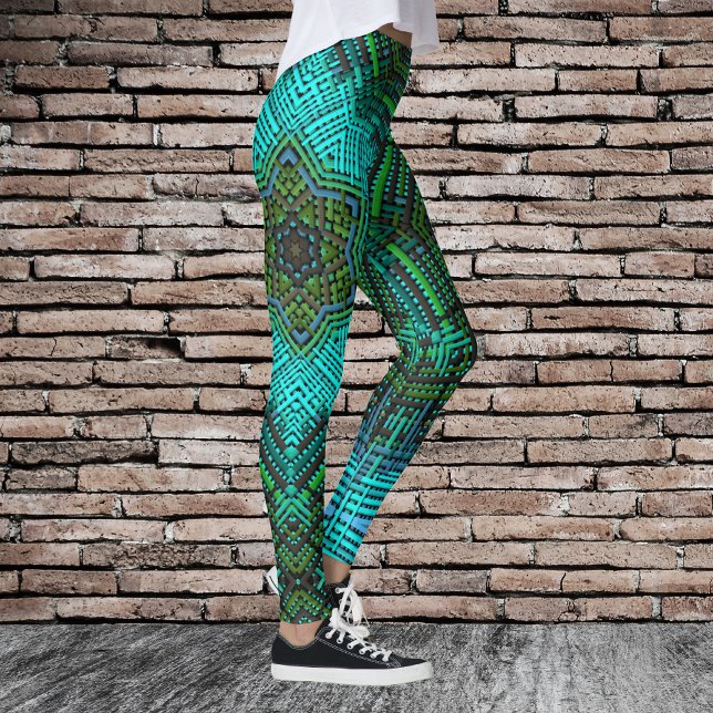 Leggings Weaver Mandala bleu et vert (Créateur téléchargé)