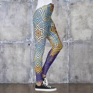 Leggings Weer Mandala bleu et jaune