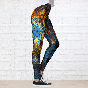 Leggings Weer Mandala bleu jaune et rouge