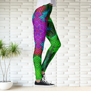 Leggings Weer Mandala rose bleu et vert