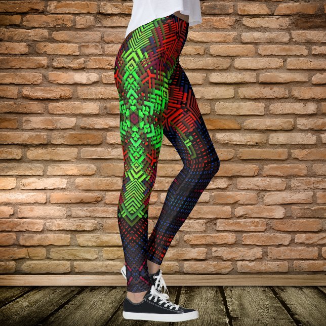 Leggings Weer Mandala Rouge Vert et Bleu (Créateur téléchargé)