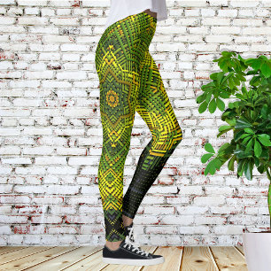 Leggings Weer Mandala vert jaune et noir