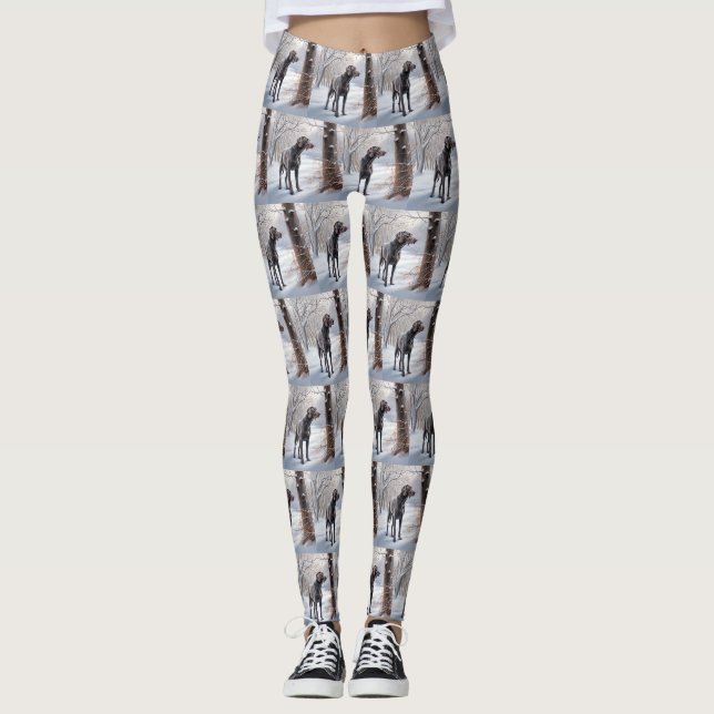 Leggings Weimaraner Laisser Neige Noël (Devant)