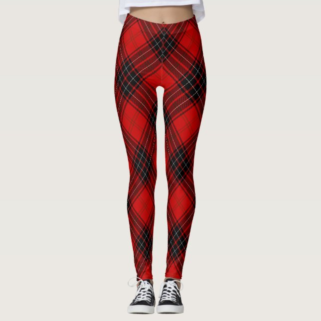 Leggings Wemyss tartan rouge noir plaid (Devant)