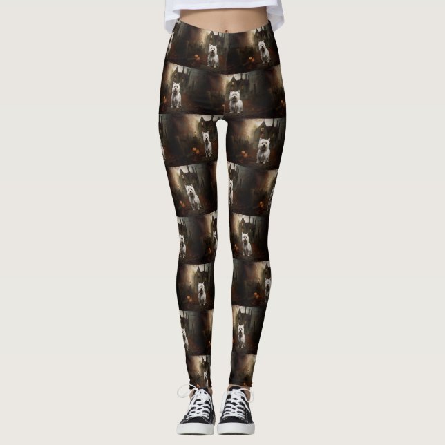 Leggings West Highland White Terrier Halloween effrayant (Devant)