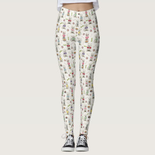 Leggings Westies blanches fantaisistes avec accessoires