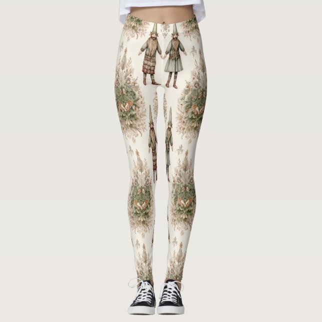 Leggings Whimsical Forest Gnomes & Botanical (1) (Devant)