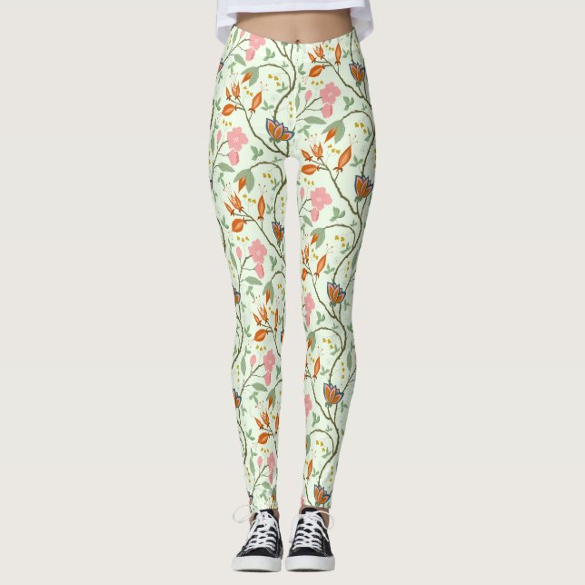 Leggings Whimsical Trailing Folk Art Floral (Devant)