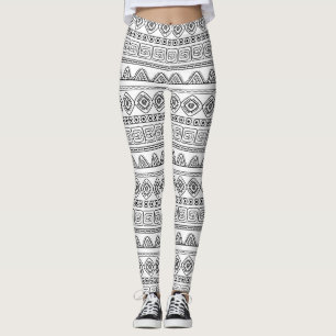 Leggings white&black aztec tribal pattern
